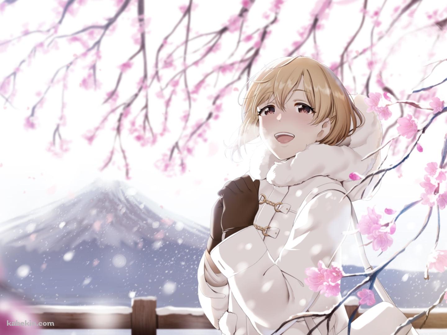 ピンクの花を愛でる可愛い相葉夕美（あいばゆみ） / アイドルマスターシンデレラガールズの壁紙(1440px x 1080px) 高画質 PC・デスクトップ用