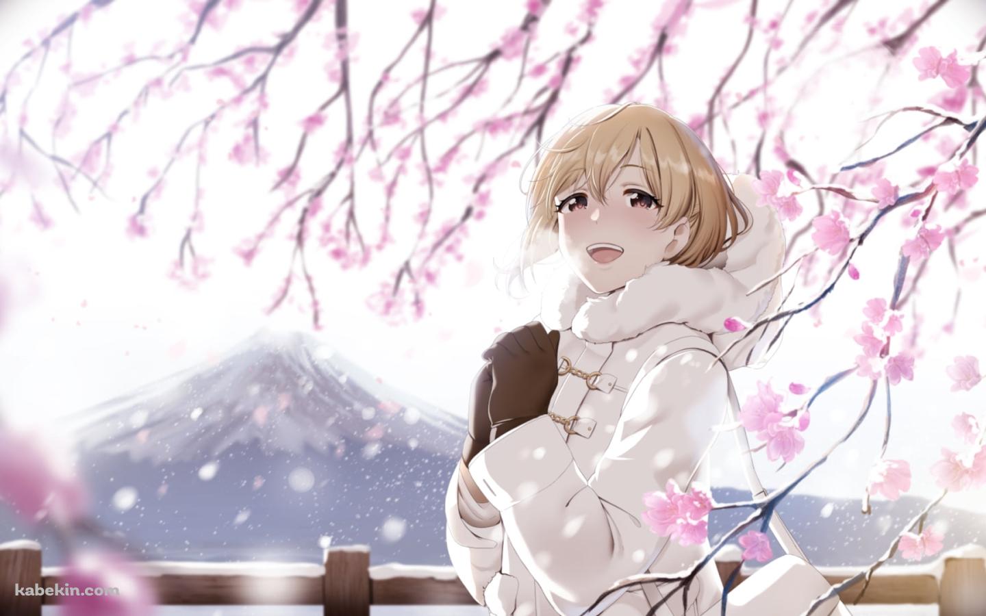 ピンクの花を愛でる可愛い相葉夕美（あいばゆみ） / アイドルマスターシンデレラガールズの壁紙(1440px x 900px) 高画質 PC・デスクトップ用