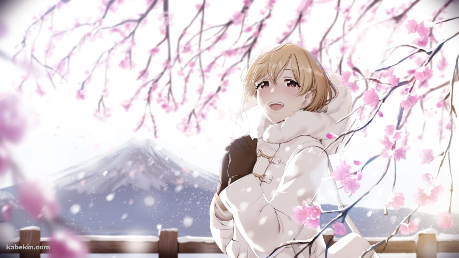 ピンクの花を愛でる可愛い相葉夕美（あいばゆみ） / アイドルマスターシンデレラガールズの壁紙(1600px x 900px) 高画質 PC・デスクトップ用