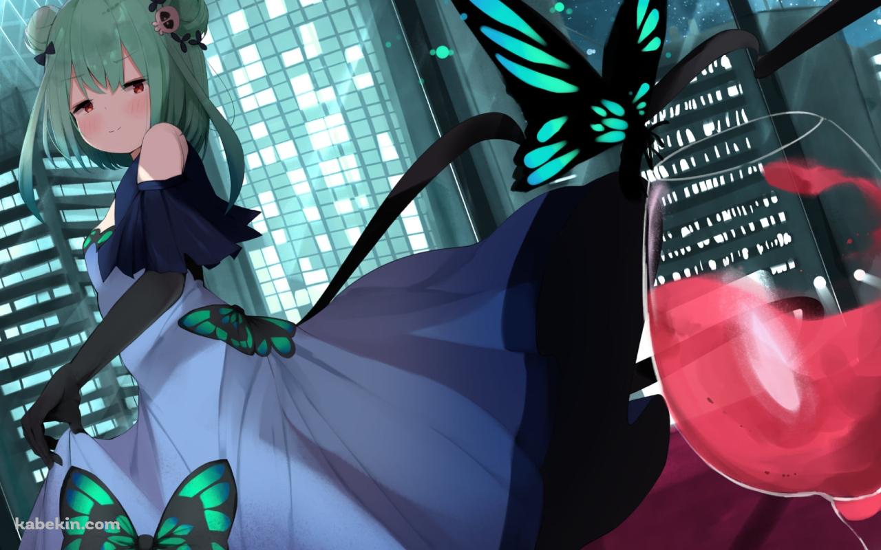 赤ワインとアゲハ蝶と潤羽るしあ / ホロライブ / バーチャルYouTuber / Vtuberの壁紙(1280px x 800px) 高画質 PC・デスクトップ用