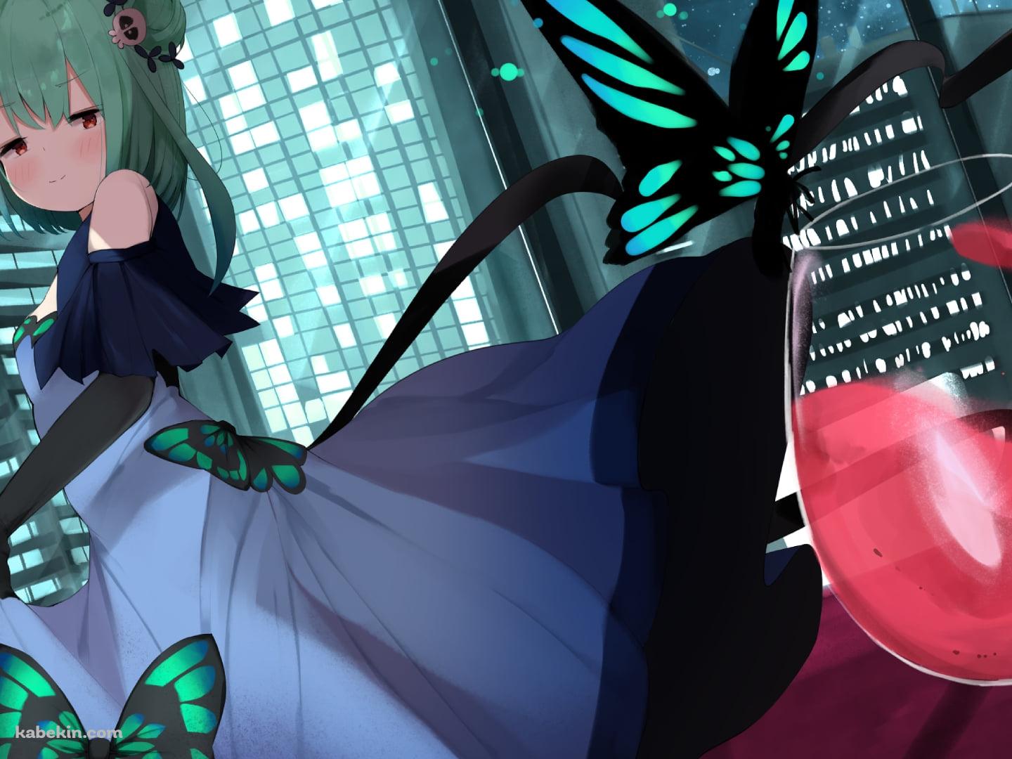 赤ワインとアゲハ蝶と潤羽るしあ / ホロライブ / バーチャルYouTuber / Vtuberの壁紙(1440px x 1080px) 高画質 PC・デスクトップ用