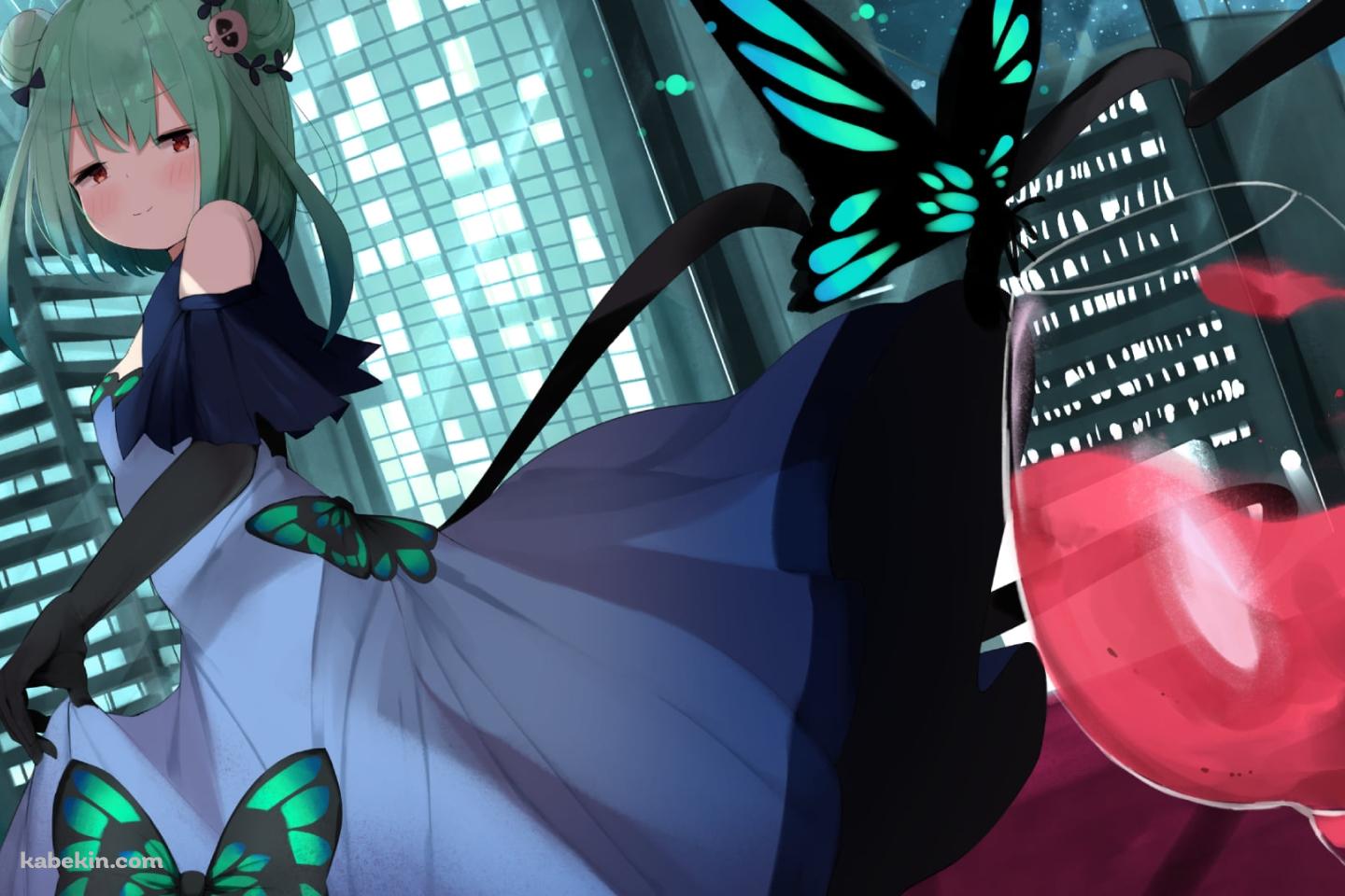 赤ワインとアゲハ蝶と潤羽るしあ / ホロライブ / バーチャルYouTuber / Vtuberの壁紙(1440px x 960px) 高画質 PC・デスクトップ用