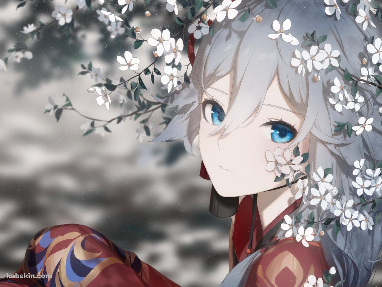 白い花を見る可愛い符华 / フカ / 崩壊3rd / 崩坏3rdの壁紙(1280px x 960px) 高画質 PC・デスクトップ用