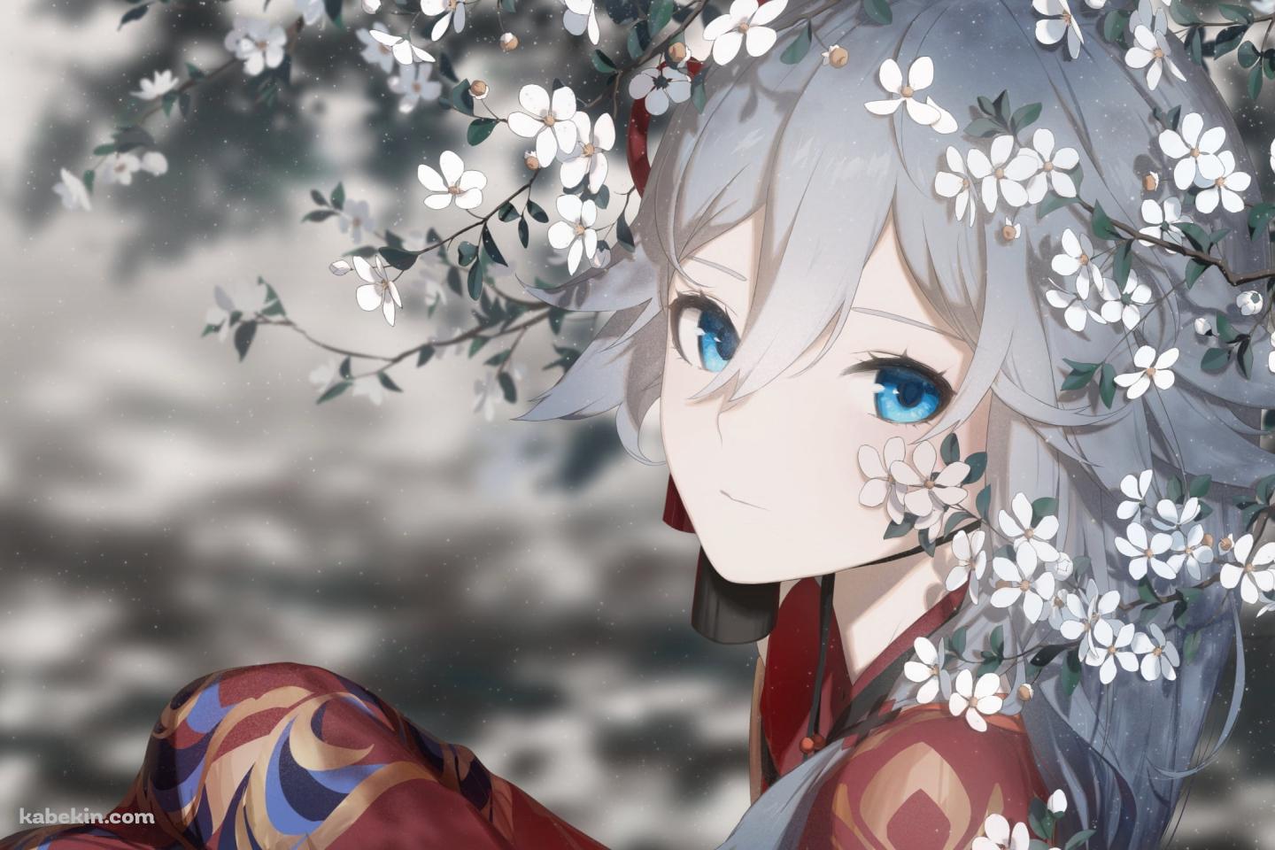 白い花を見る可愛い符华 / フカ / 崩壊3rd / 崩坏3rdの壁紙(1440px x 960px) 高画質 PC・デスクトップ用