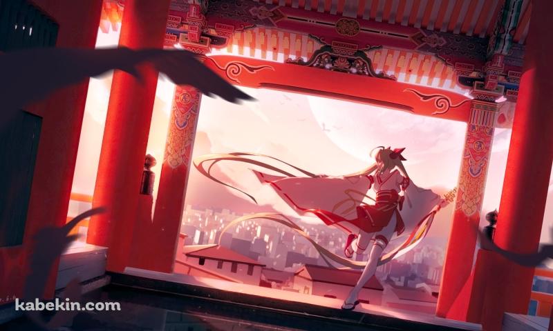 巫女衣装の初音ミク / ボカロ / ボーカロイドの壁紙(800px x 480px) 高画質 PC・デスクトップ用