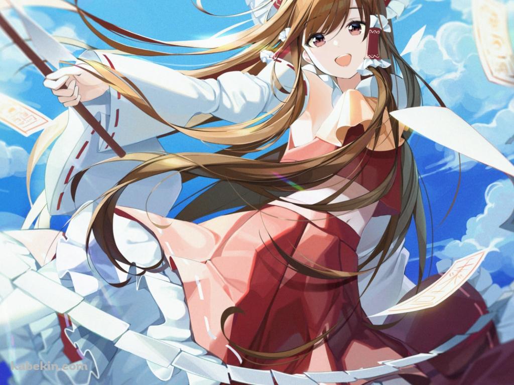 祓串を振るう博麗霊夢 / 東方の壁紙(1024px x 768px) 高画質 PC・デスクトップ用