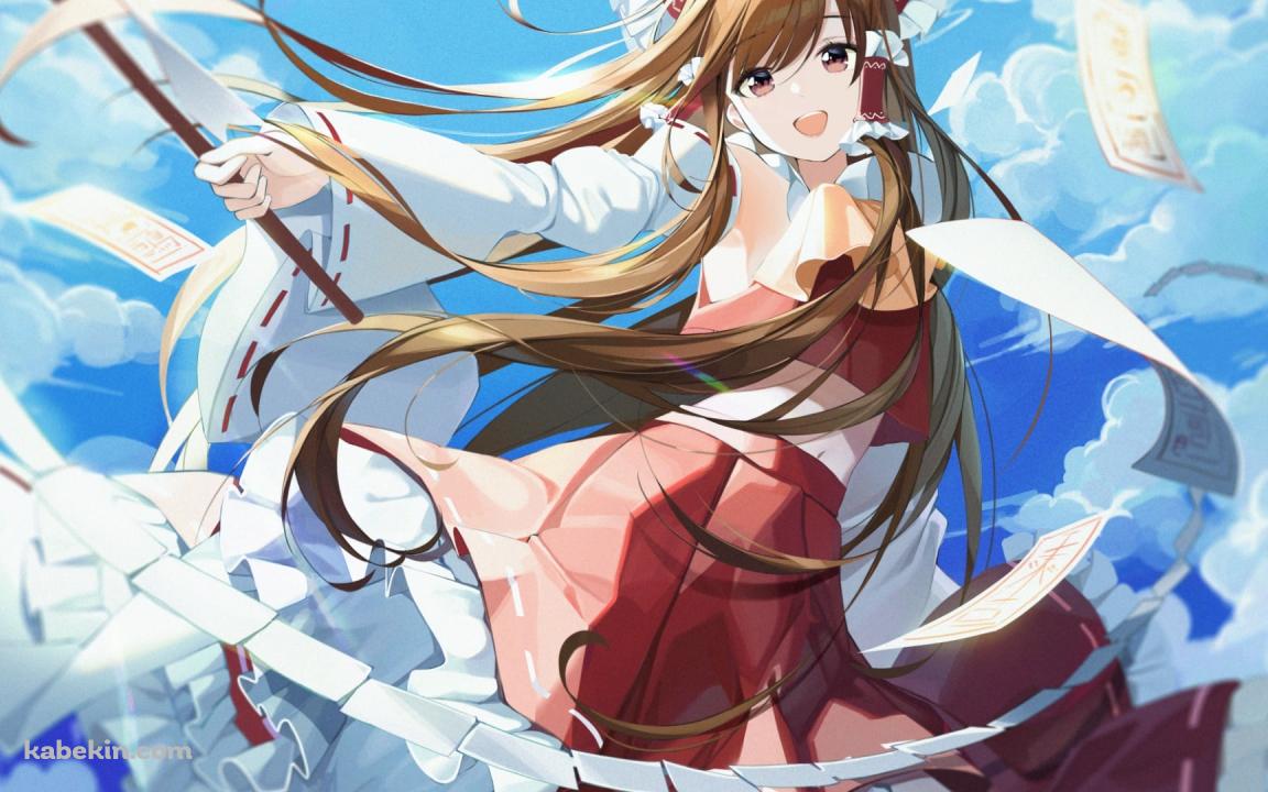 祓串を振るう博麗霊夢 / 東方の壁紙(1152px x 720px) 高画質 PC・デスクトップ用