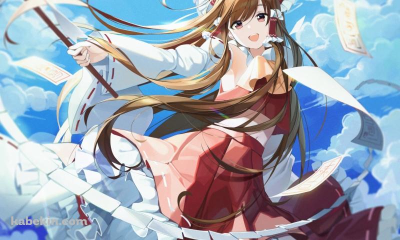 祓串を振るう博麗霊夢 / 東方の壁紙(800px x 480px) 高画質 PC・デスクトップ用