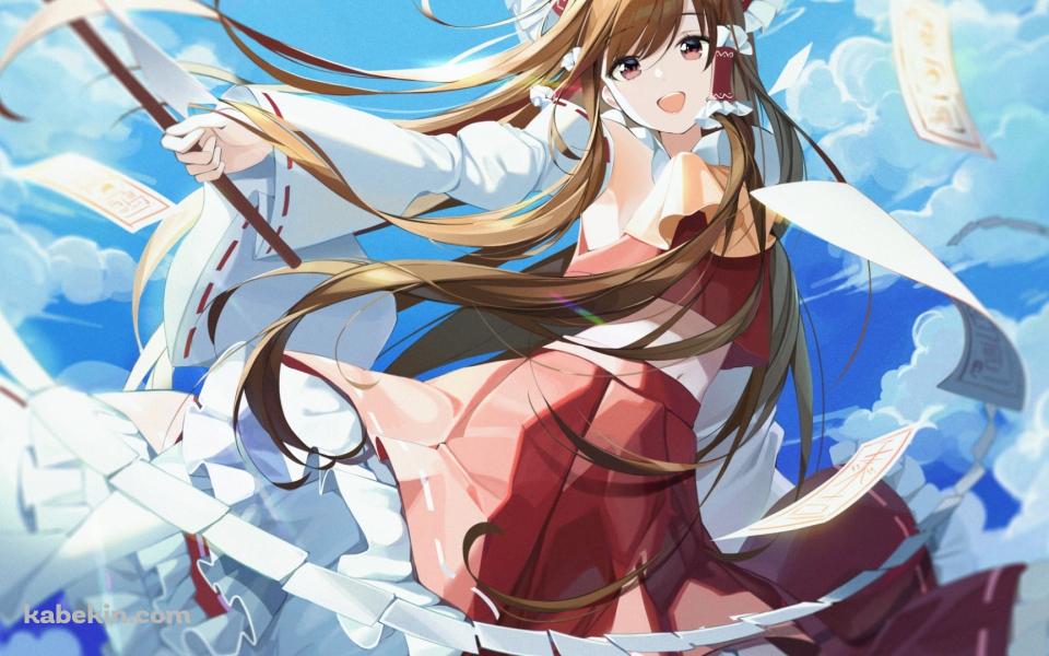 祓串を振るう博麗霊夢 / 東方の壁紙(960px x 600px) 高画質 PC・デスクトップ用