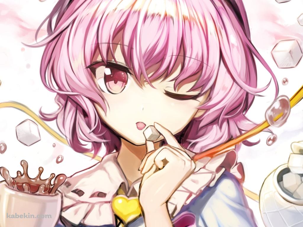角砂糖を持ちウィンクする可愛い古明地さとり / 東方の壁紙(1024px x 768px) 高画質 PC・デスクトップ用