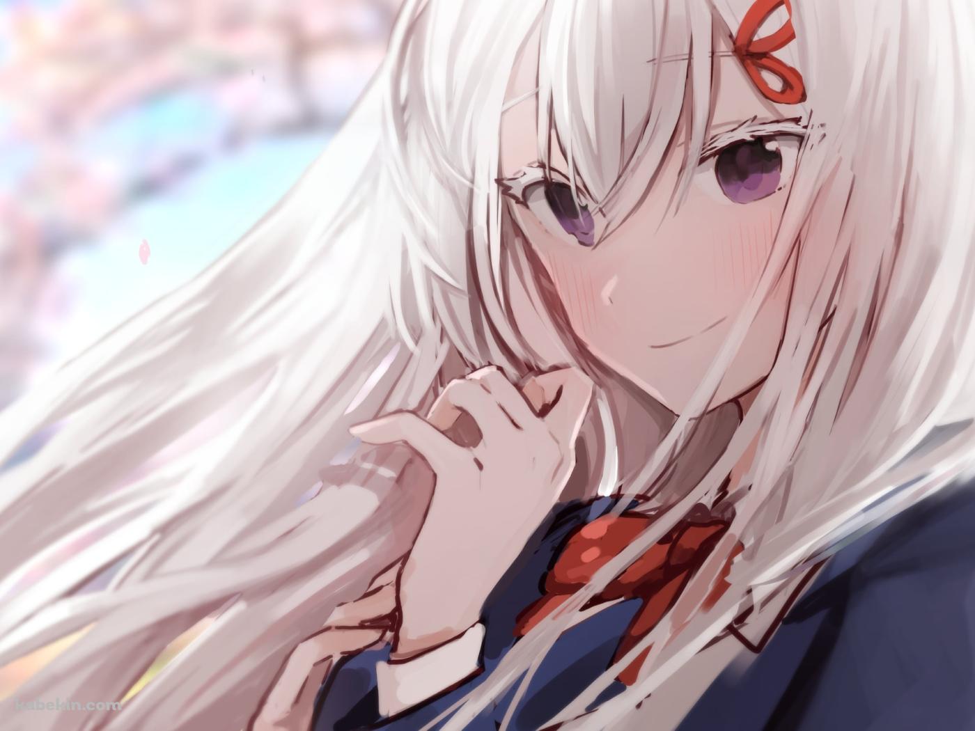 桜の花と綺麗なエキドナ / リゼロ / re:ゼロから始める異世界生活の壁紙(1400px x 1050px) 高画質 PC・デスクトップ用