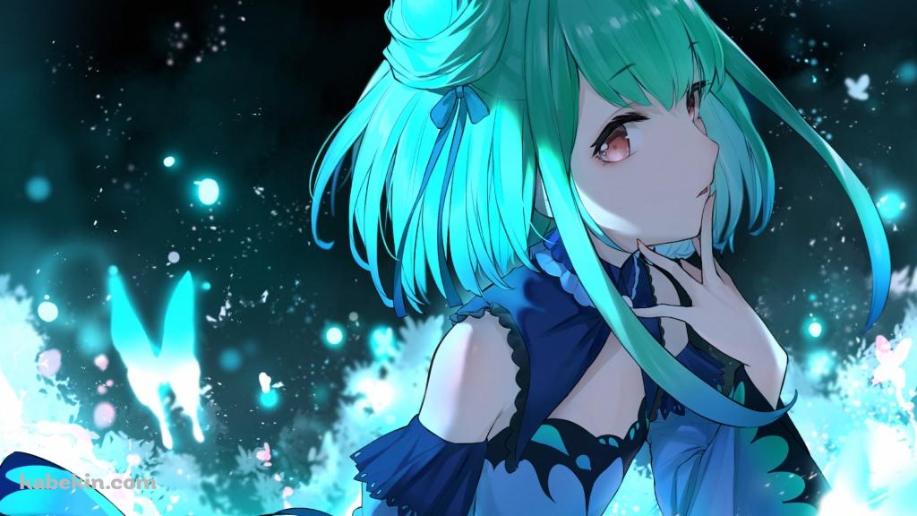 中指を口元にあてる潤羽るしあ / ホロライブ / バーチャルYouTuber / Vtuberの壁紙(1024px x 576px) 高画質 PC・デスクトップ用