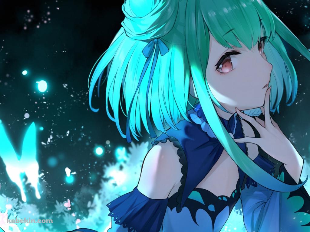 中指を口元にあてる潤羽るしあ / ホロライブ / バーチャルYouTuber / Vtuberの壁紙(1024px x 768px) 高画質 PC・デスクトップ用