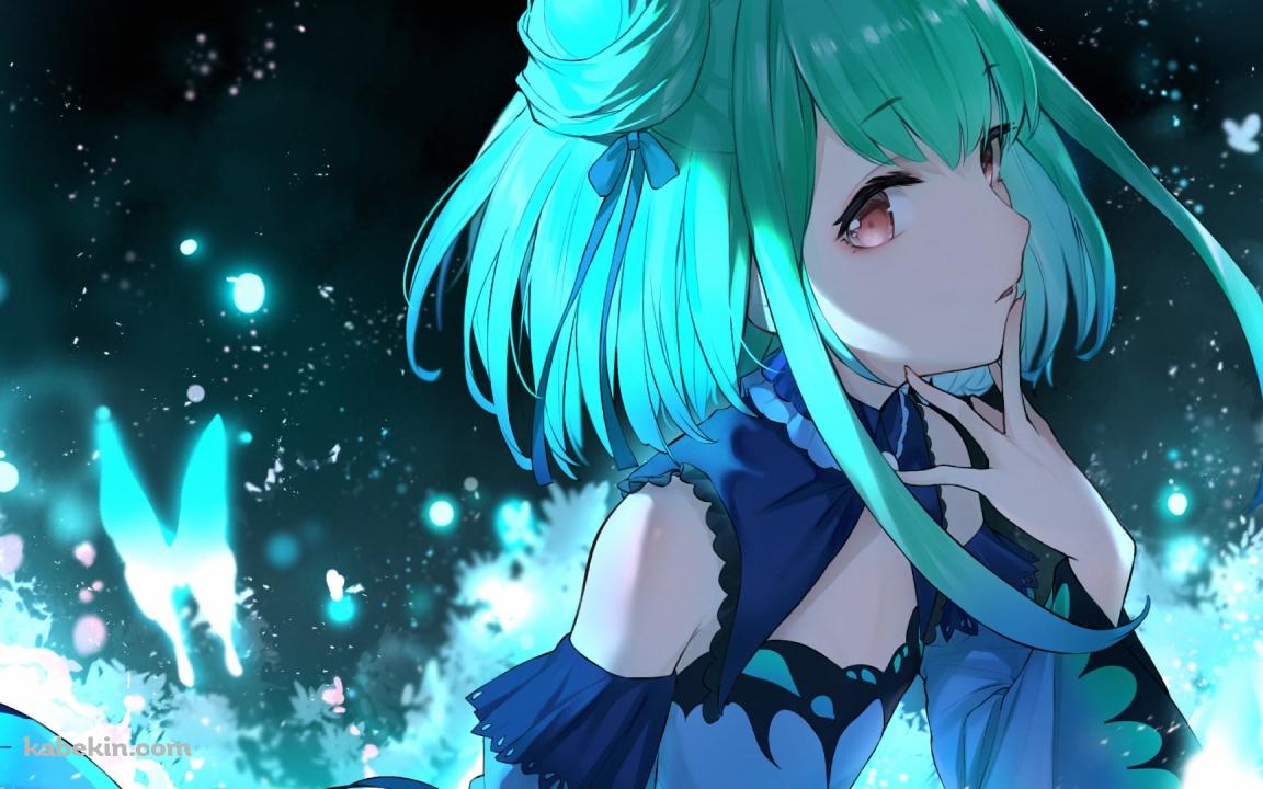中指を口元にあてる潤羽るしあ / ホロライブ / バーチャルYouTuber / Vtuberの壁紙(1152px x 720px) 高画質 PC・デスクトップ用