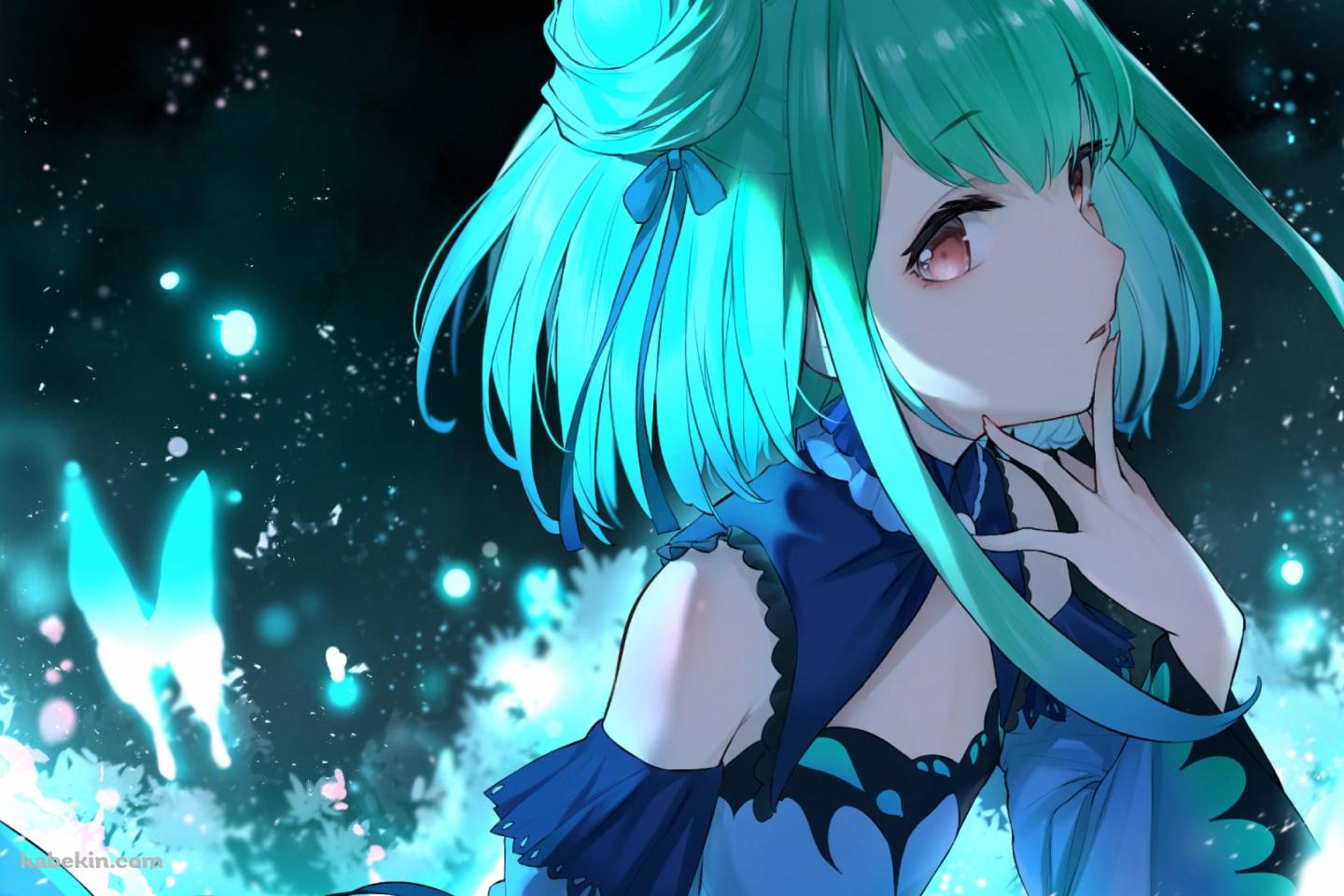 中指を口元にあてる潤羽るしあ / ホロライブ / バーチャルYouTuber / Vtuberの壁紙(1440px x 960px) 高画質 PC・デスクトップ用