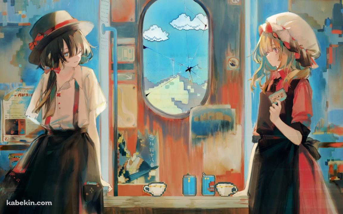 宇佐見蓮子とマエリベリー・ハーン / 窓際 / 東方の壁紙(1152px x 720px) 高画質 PC・デスクトップ用