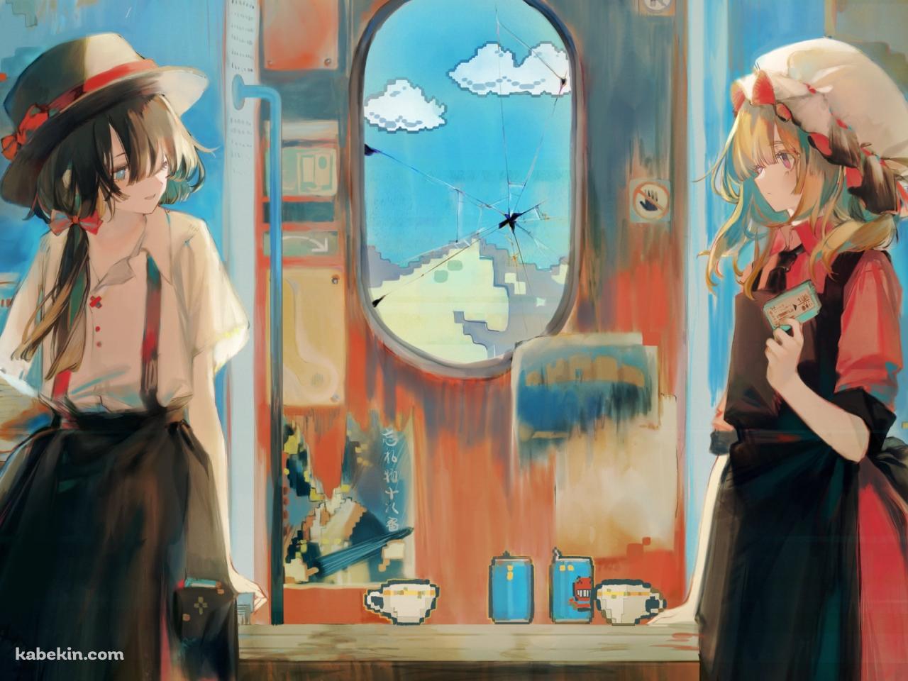 宇佐見蓮子とマエリベリー・ハーン / 窓際 / 東方の壁紙(1280px x 960px) 高画質 PC・デスクトップ用