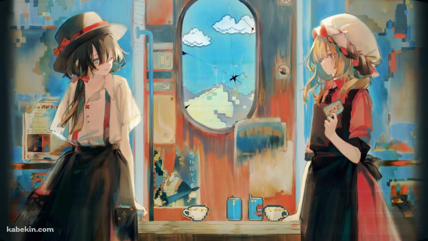 宇佐見蓮子とマエリベリー・ハーン / 窓際 / 東方の壁紙(1391px x 783px) 高画質 PC・デスクトップ用