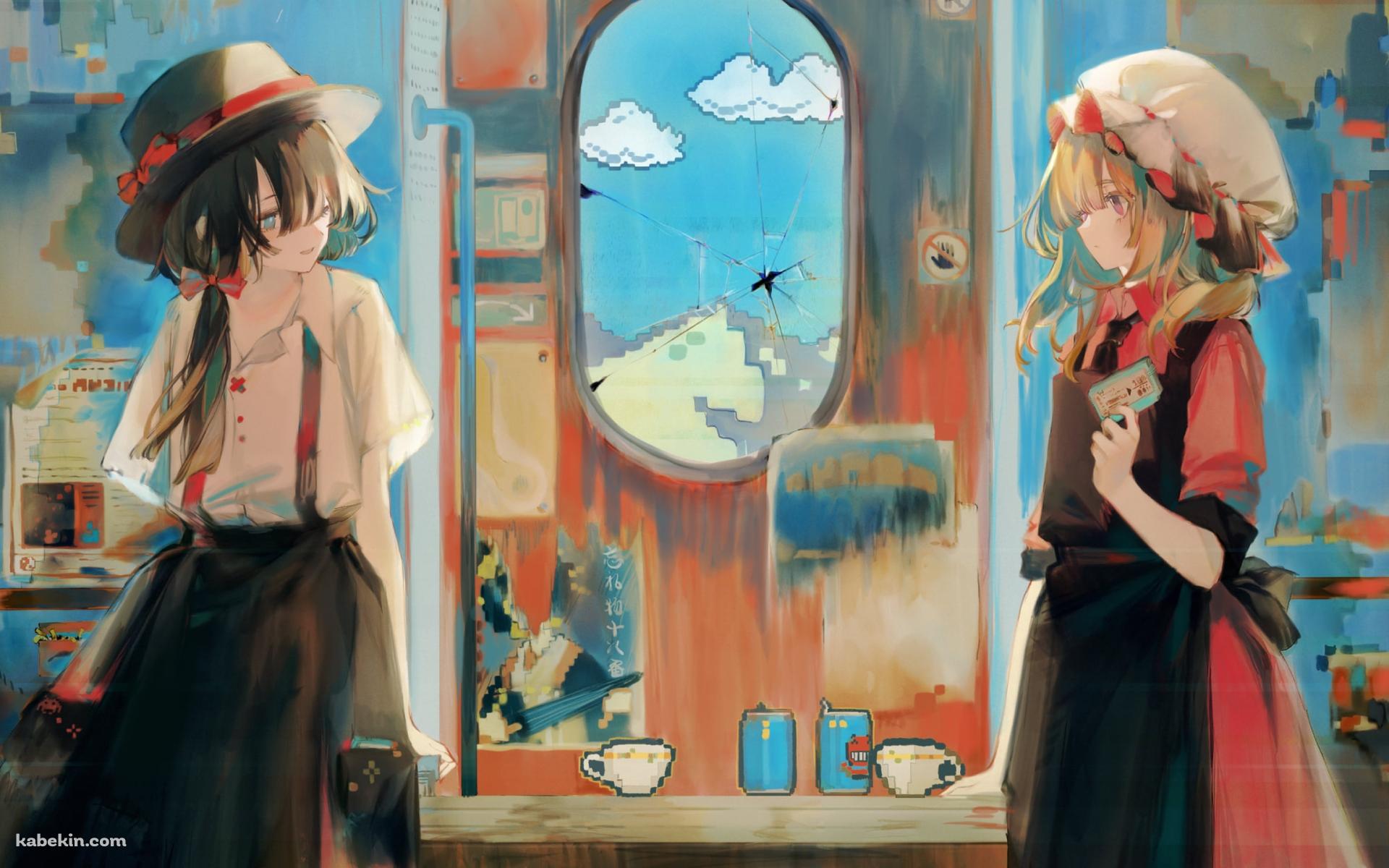 宇佐見蓮子とマエリベリー・ハーン / 窓際 / 東方の壁紙(1920px x 1200px) 高画質 PC・デスクトップ用