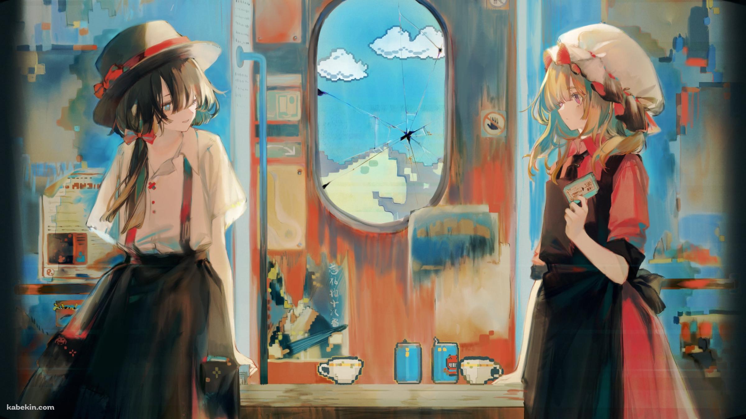 宇佐見蓮子とマエリベリー・ハーン / 窓際 / 東方の壁紙(2400px x 1350px) 高画質 PC・デスクトップ用