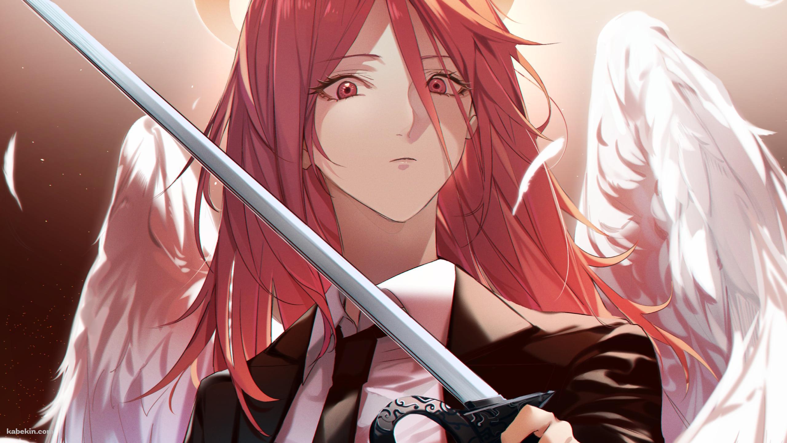 細い剣を持ちこちらを見つめる天使の悪魔 / チェンソーマンの壁紙(2560px x 1440px) 高画質 PC・デスクトップ用