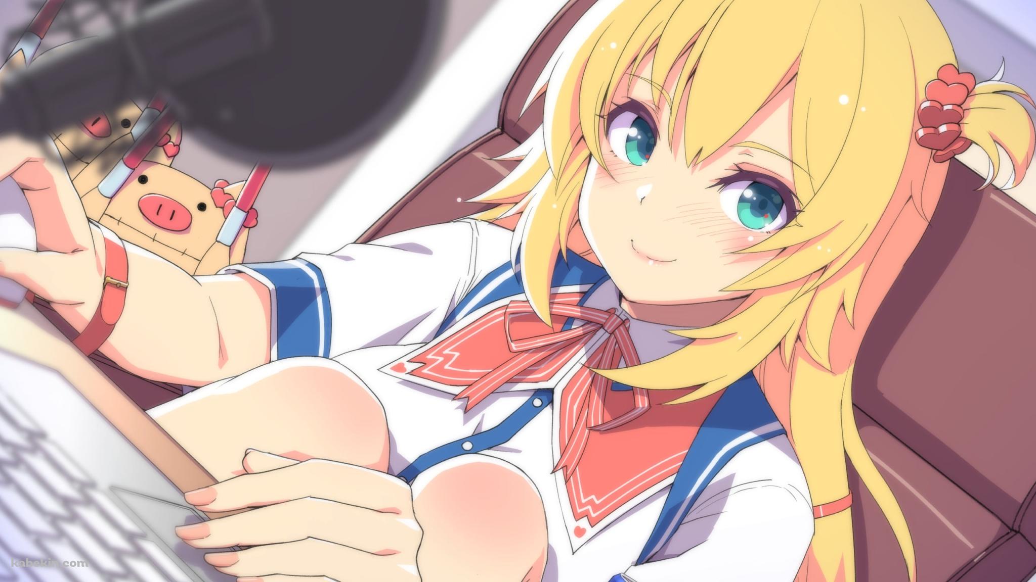 キーボードとマウスをいじる可愛い赤井はあと / はあとん / ホロライブ / バーチャルYouTuber / Vtuberの壁紙(2048px x 1152px) 高画質 PC・デスクトップ用