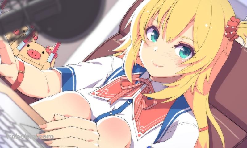 キーボードとマウスをいじる可愛い赤井はあと / はあとん / ホロライブ / バーチャルYouTuber / Vtuberの壁紙(800px x 480px) 高画質 PC・デスクトップ用