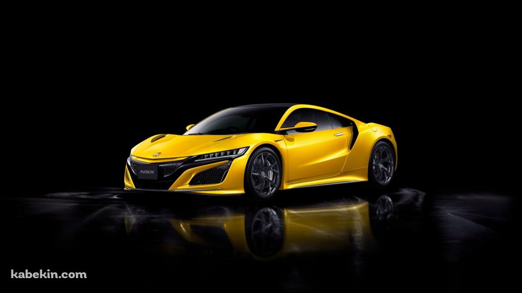 Honda NSX / かっこいい黄色い車 / 鏡面の壁紙(1051px x 591px) 高画質 PC・デスクトップ用