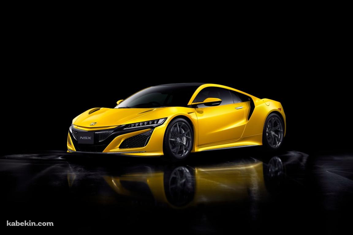 Honda NSX / かっこいい黄色い車 / 鏡面の壁紙(1152px x 768px) 高画質 PC・デスクトップ用