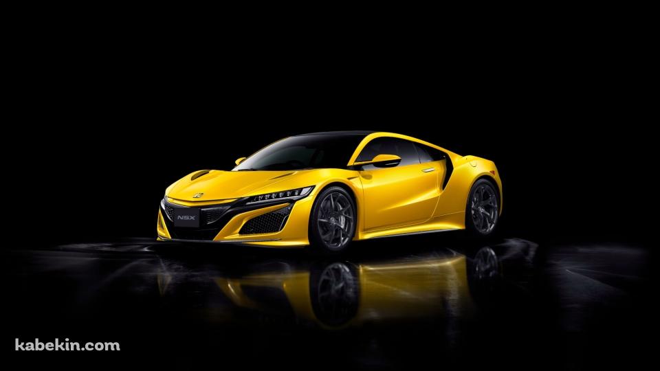 Honda NSX / かっこいい黄色い車 / 鏡面の壁紙(960px x 540px) 高画質 PC・デスクトップ用
