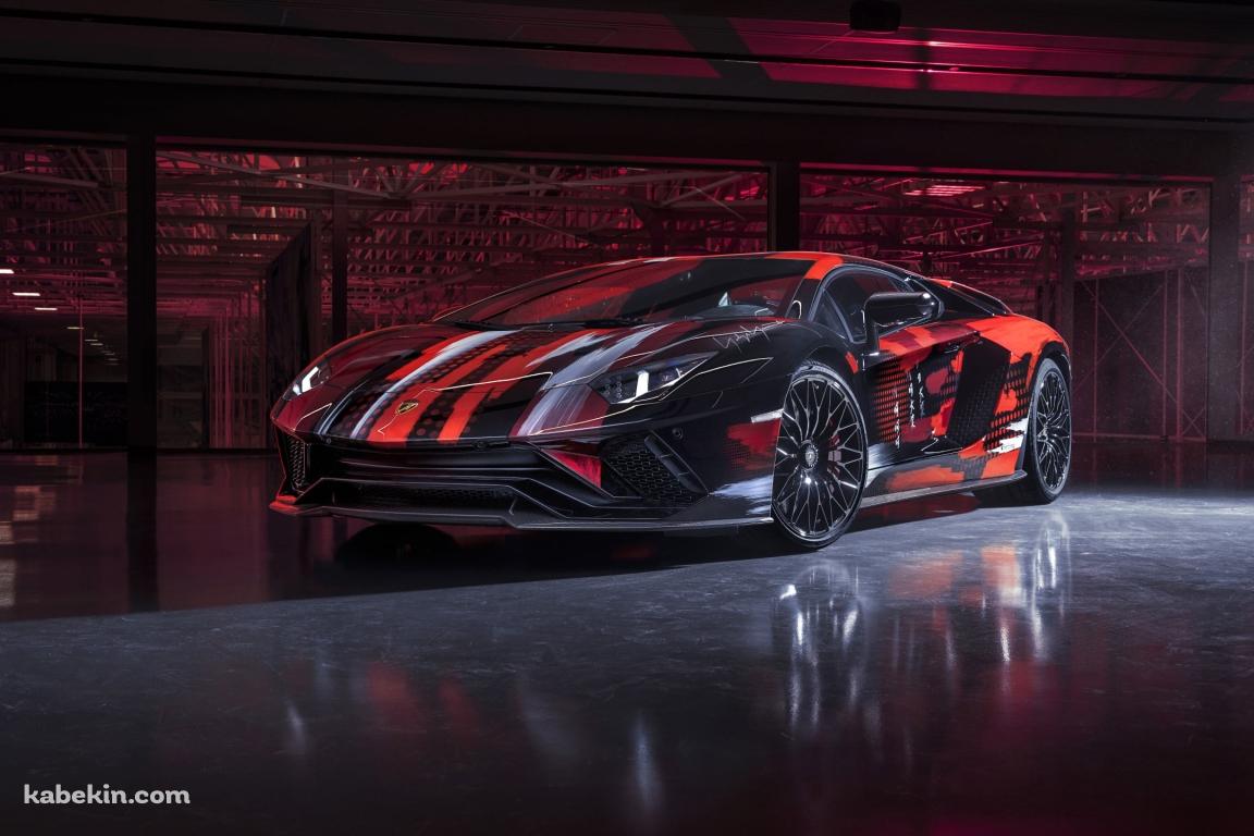 かっこいいランボルギーニ アヴェンタドール S / Lamborghini Aventador S / 赤と黒のスポーツカーの壁紙(1152px x 768px) 高画質 PC・デスクトップ用