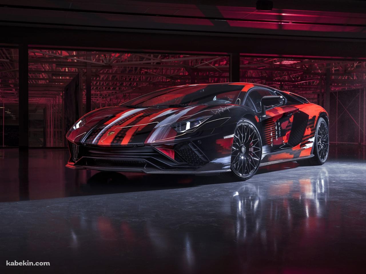かっこいいランボルギーニ アヴェンタドール S / Lamborghini Aventador S / 赤と黒のスポーツカーの壁紙(1280px x 960px) 高画質 PC・デスクトップ用