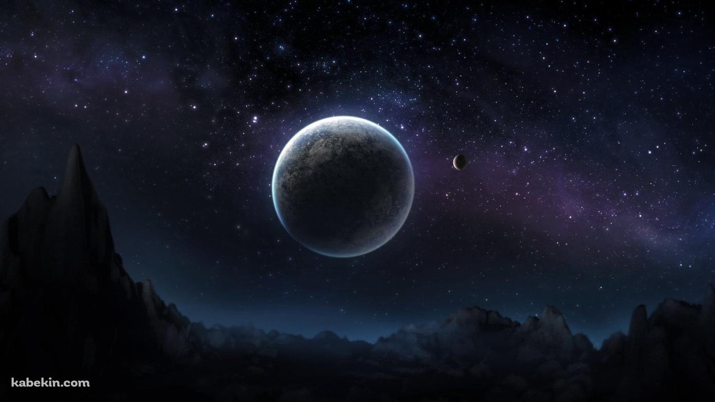 ダークプラネット / 漆黒の宇宙の壁紙(1391px x 783px) 高画質 PC・デスクトップ用