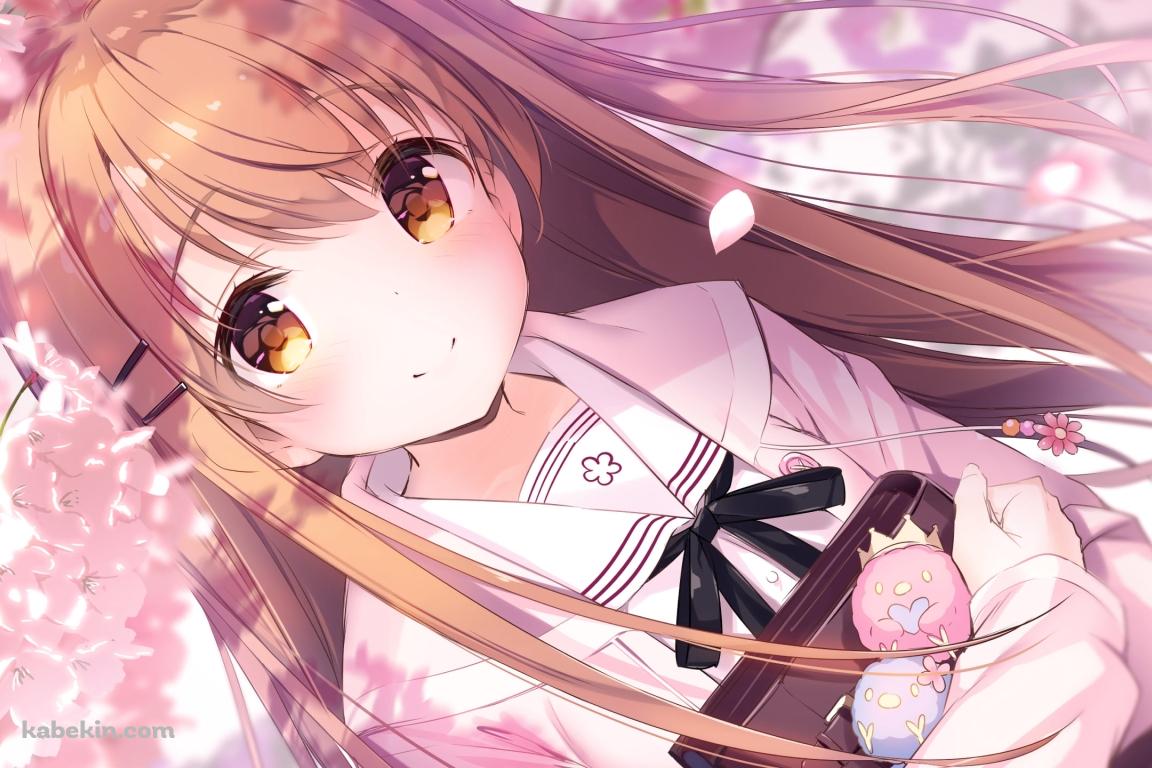 桜の花と微笑む可愛い姫野星奏 / 恋×シンアイ彼女の壁紙(1152px x 768px) 高画質 PC・デスクトップ用