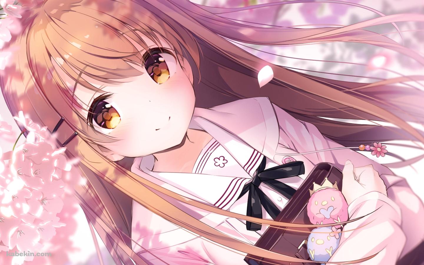 桜の花と微笑む可愛い姫野星奏 / 恋×シンアイ彼女の壁紙(1440px x 900px) 高画質 PC・デスクトップ用