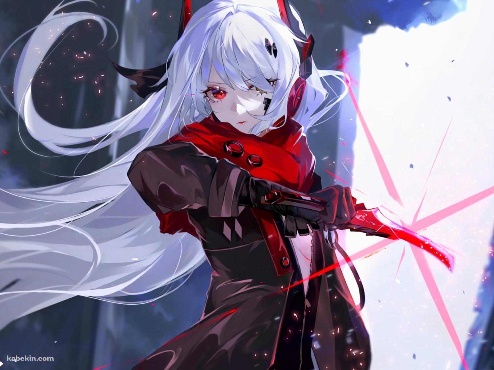 赤い短剣をかまえるかっこいいルシア・深淵ノ紅 / パニシング:グレイレイヴンの壁紙(1600px x 1200px) 高画質 PC・デスクトップ用