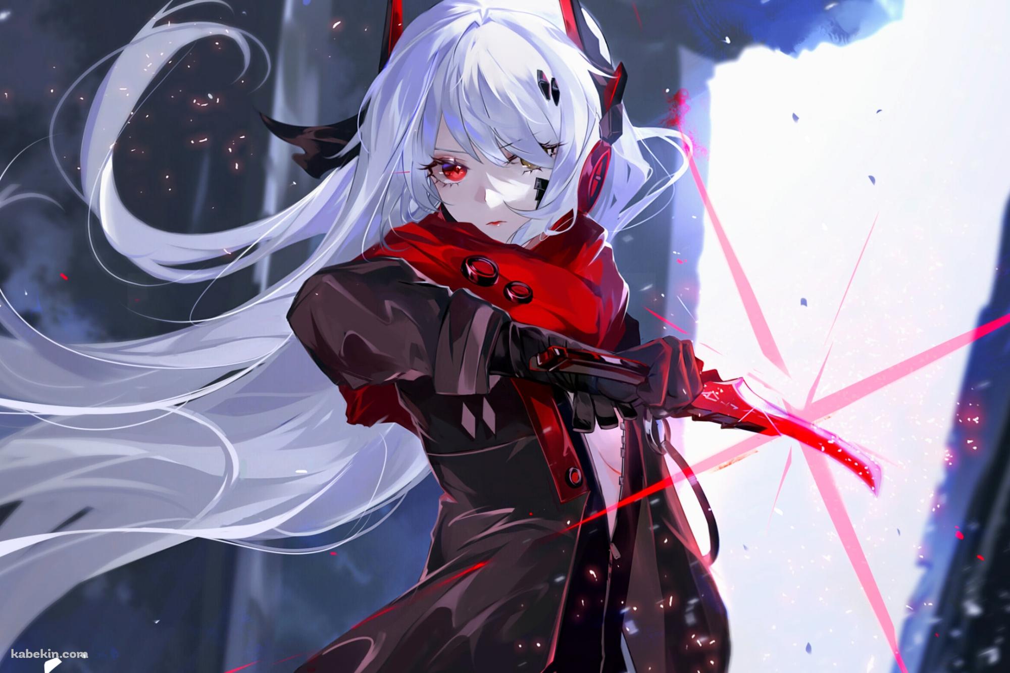 赤い短剣をかまえるかっこいいルシア・深淵ノ紅 / パニシング:グレイレイヴンの壁紙(2000px x 1333px) 高画質 PC・デスクトップ用
