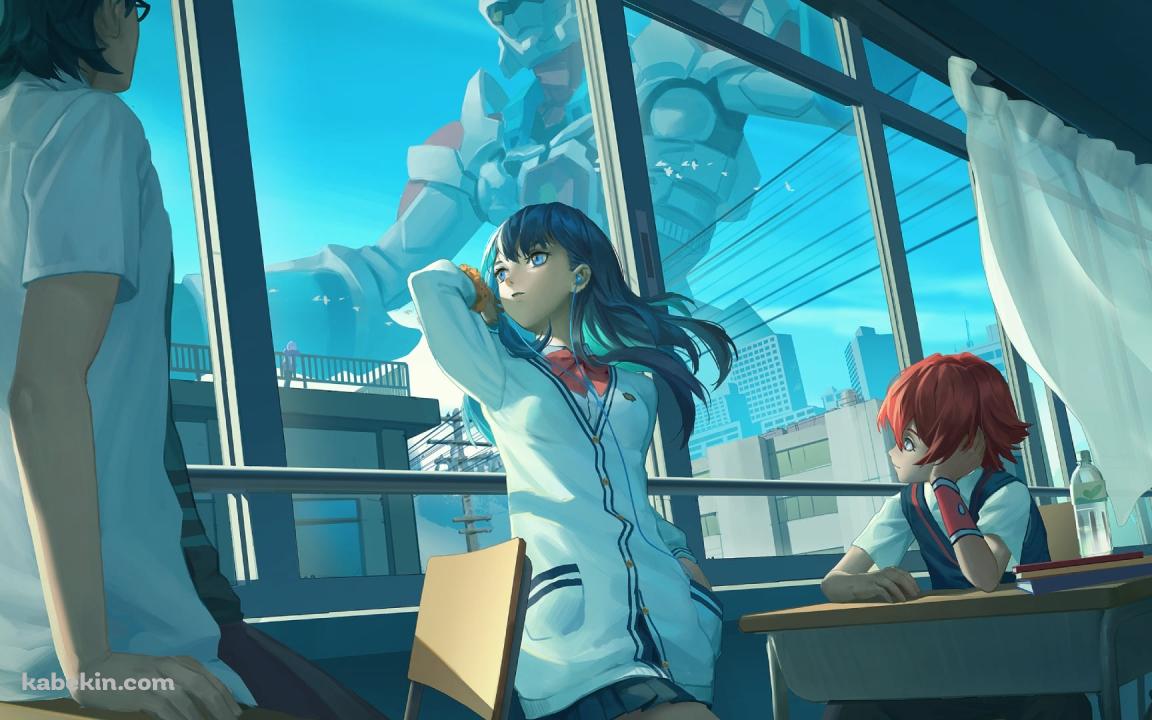 宝多六花 / 響裕太 / 内海将 / 学校の窓際 / ssss.gridmanの壁紙(1152px x 720px) 高画質 PC・デスクトップ用