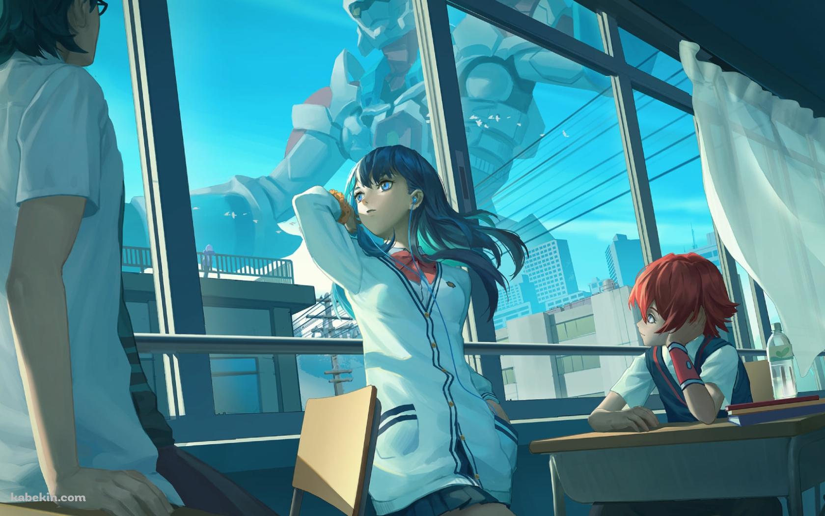 宝多六花 / 響裕太 / 内海将 / 学校の窓際 / ssss.gridmanの壁紙(1680px x 1050px) 高画質 PC・デスクトップ用
