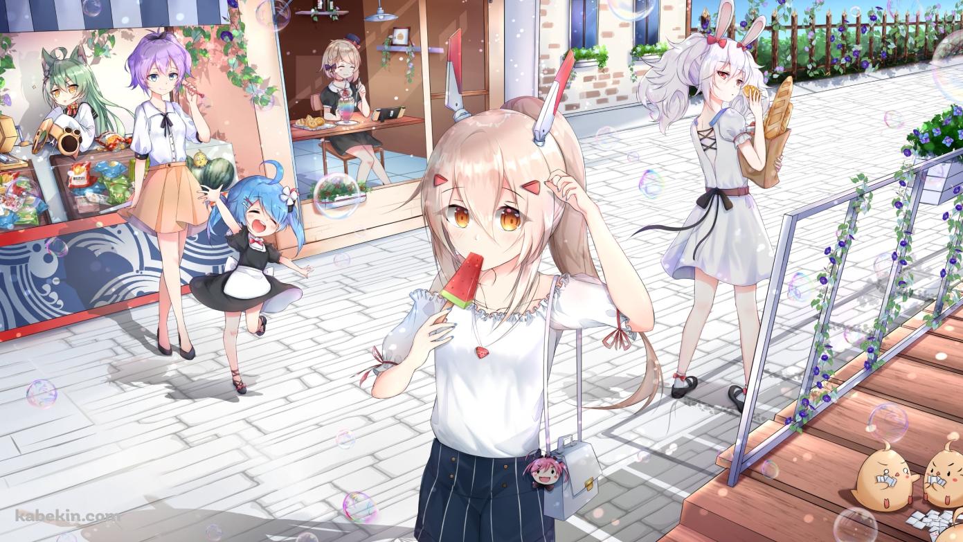 綾波 / ラフィー / ジャベリン / 明石 / 饅頭 / サラトガ / ヘレナ / アズールレーンの壁紙(1391px x 783px) 高画質 PC・デスクトップ用