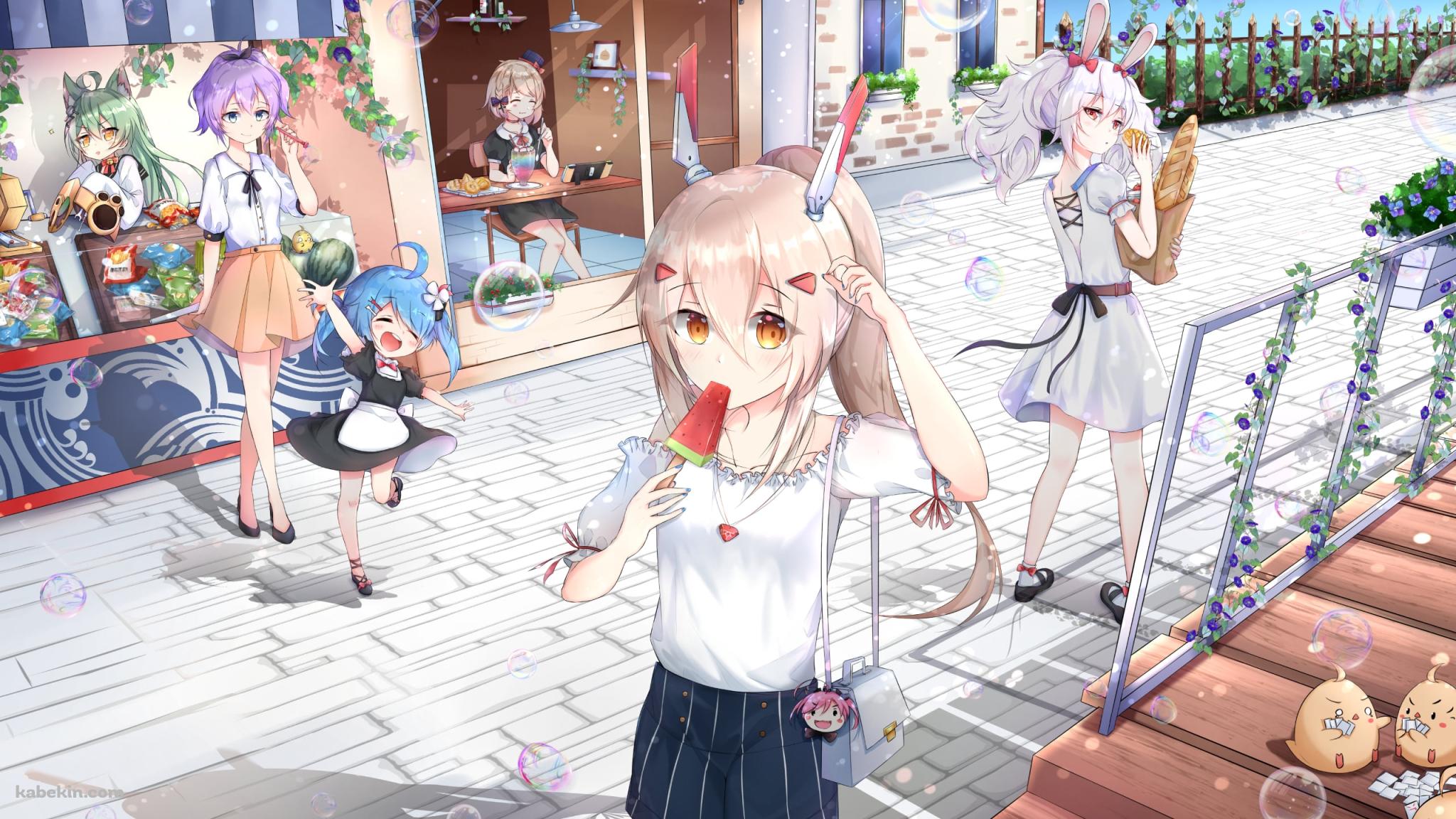 綾波 / ラフィー / ジャベリン / 明石 / 饅頭 / サラトガ / ヘレナ / アズールレーンの壁紙(2048px x 1152px) 高画質 PC・デスクトップ用
