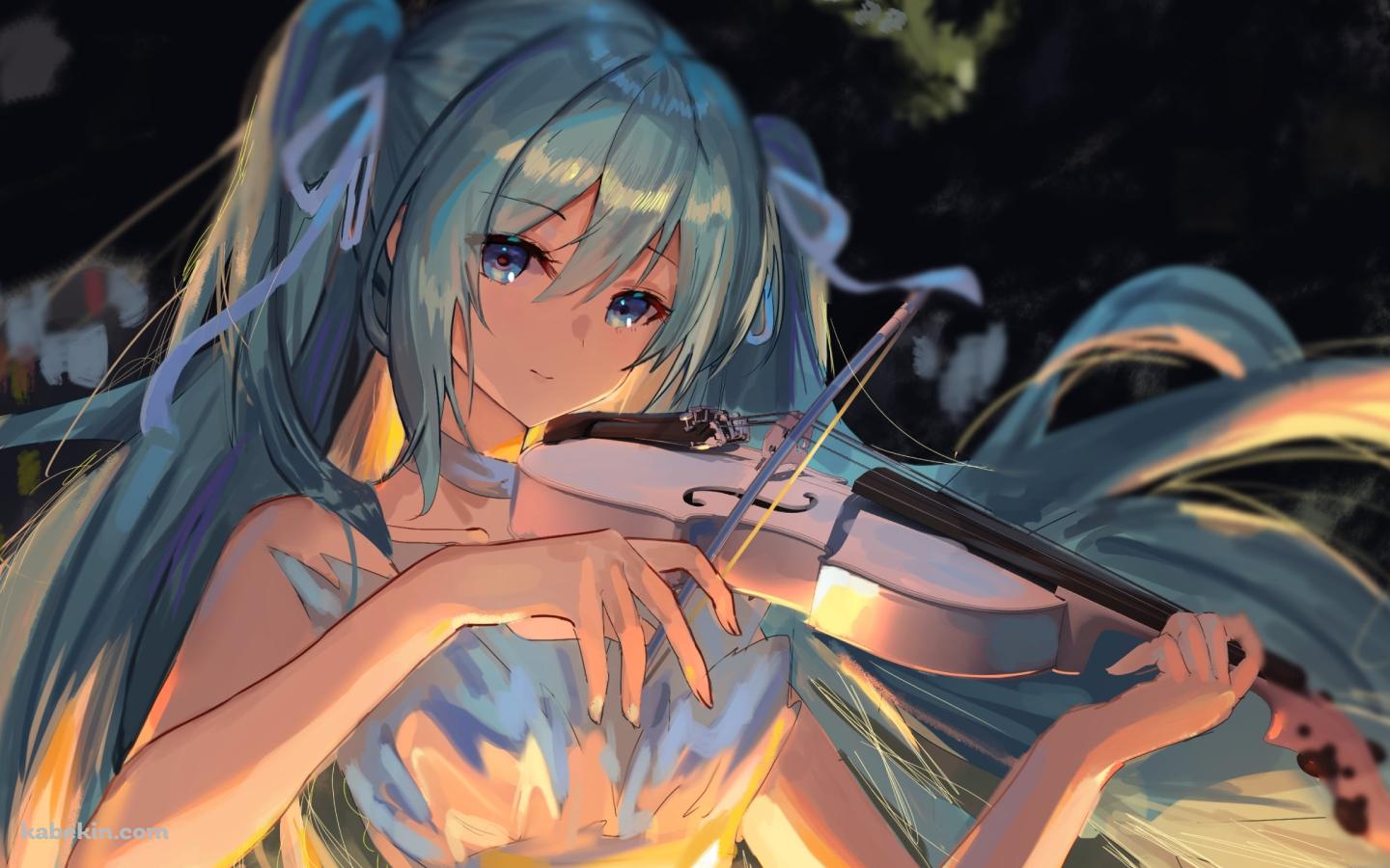 バイオリンを弾く可愛い初音ミク / ロングヘア― / ボカロ / ボーカロイドの壁紙(1440px x 900px) 高画質 PC・デスクトップ用