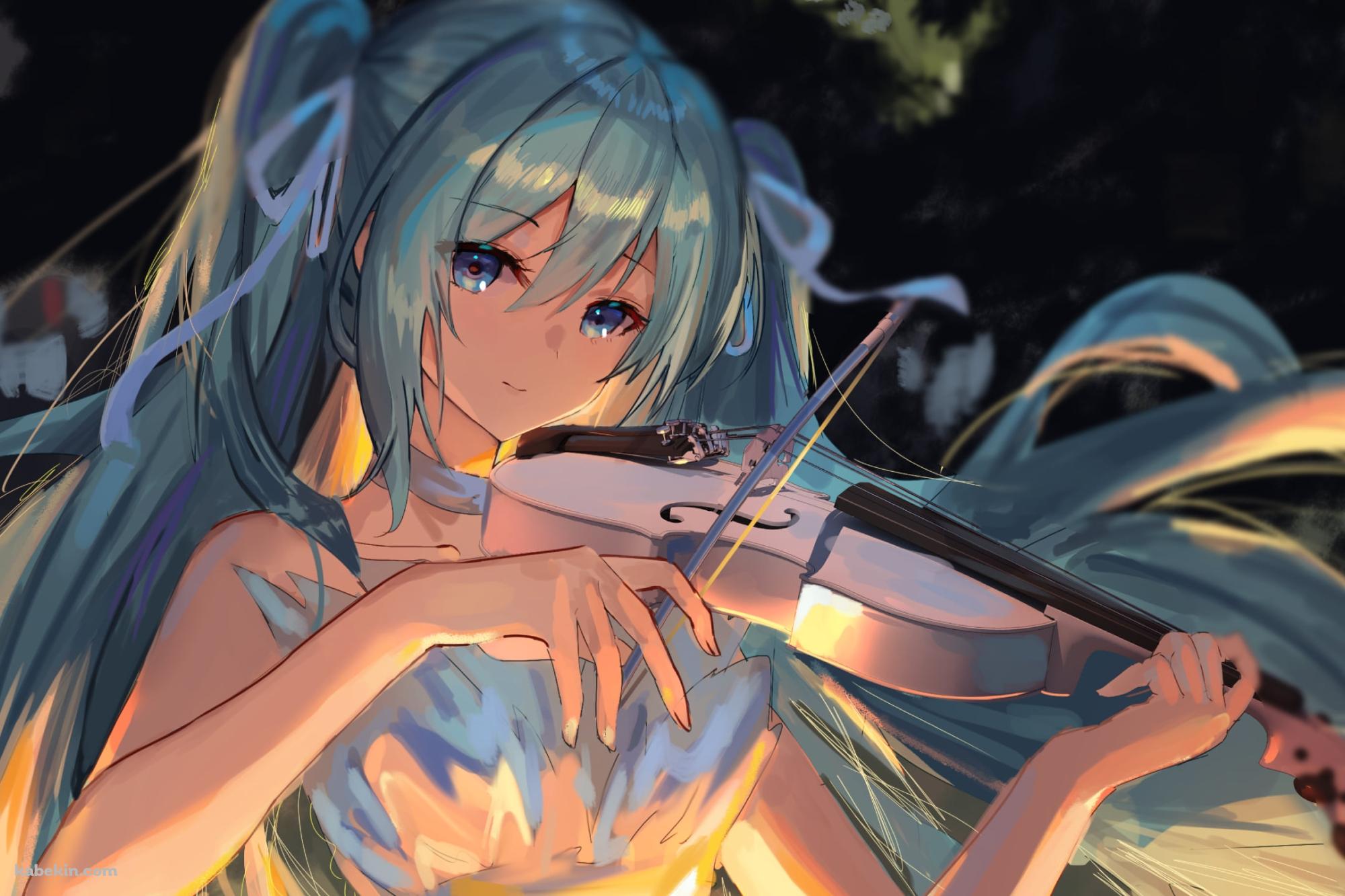 バイオリンを弾く可愛い初音ミク / ロングヘア― / ボカロ / ボーカロイドの壁紙(2000px x 1333px) 高画質 PC・デスクトップ用