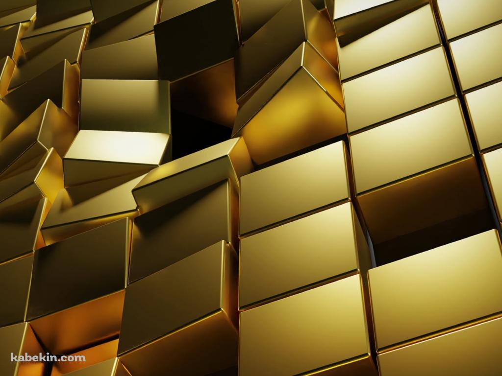 崩れる金色のキューブ / Golden Cubeの壁紙(1024px x 768px) 高画質 PC・デスクトップ用