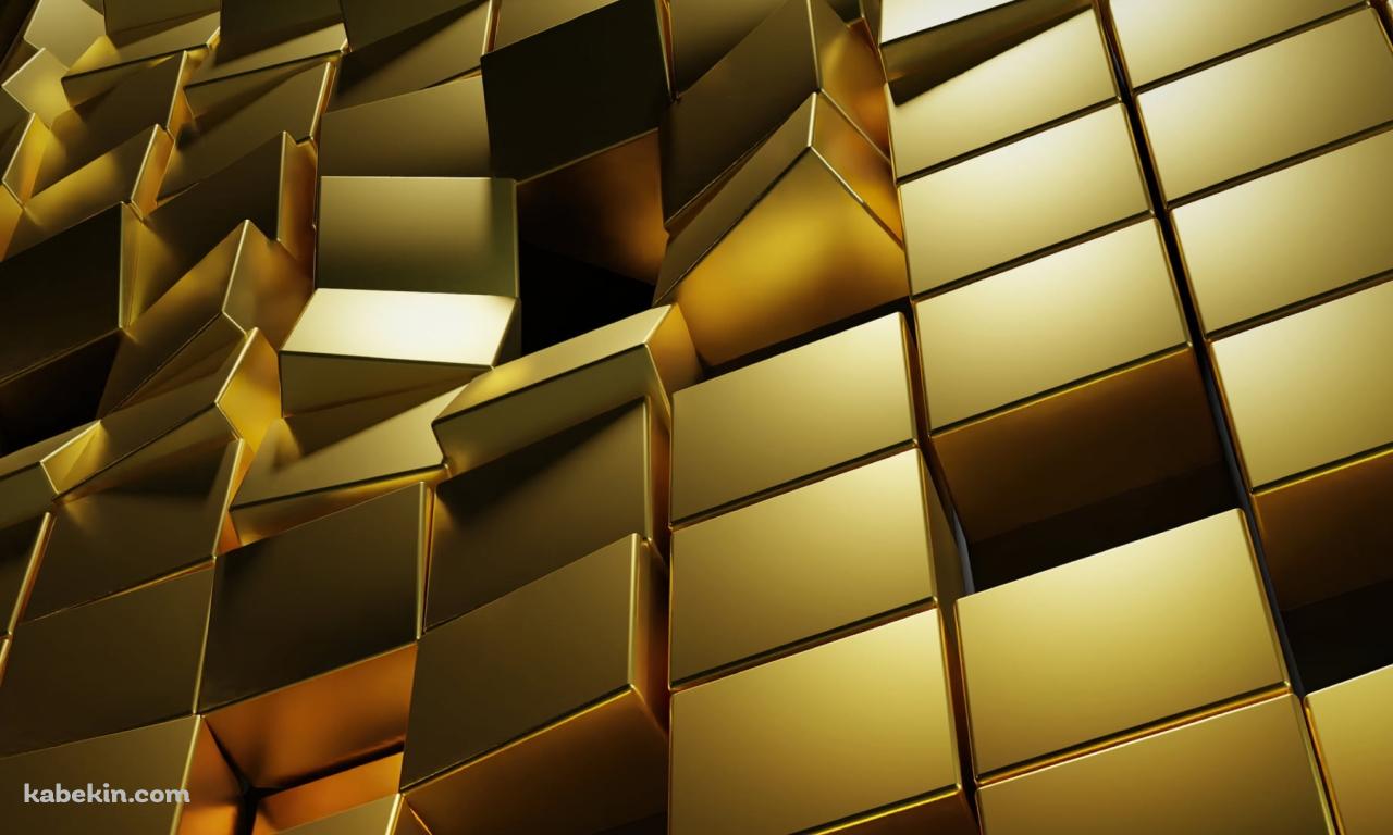 崩れる金色のキューブ / Golden Cubeの壁紙(1280px x 768px) 高画質 PC・デスクトップ用