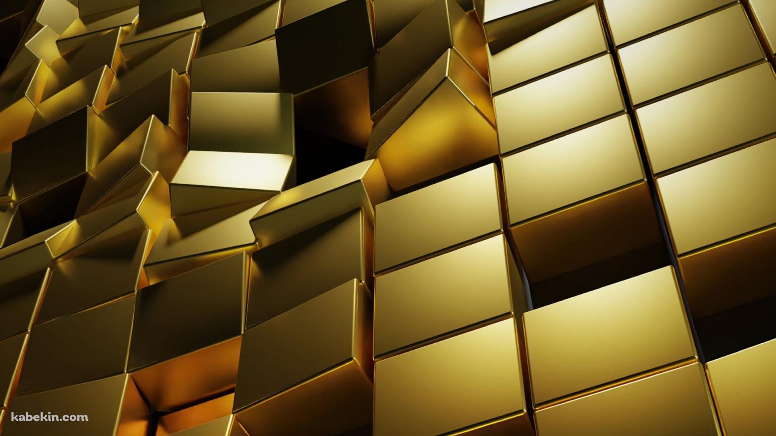 崩れる金色のキューブ / Golden Cubeの壁紙(1536px x 864px) 高画質 PC・デスクトップ用
