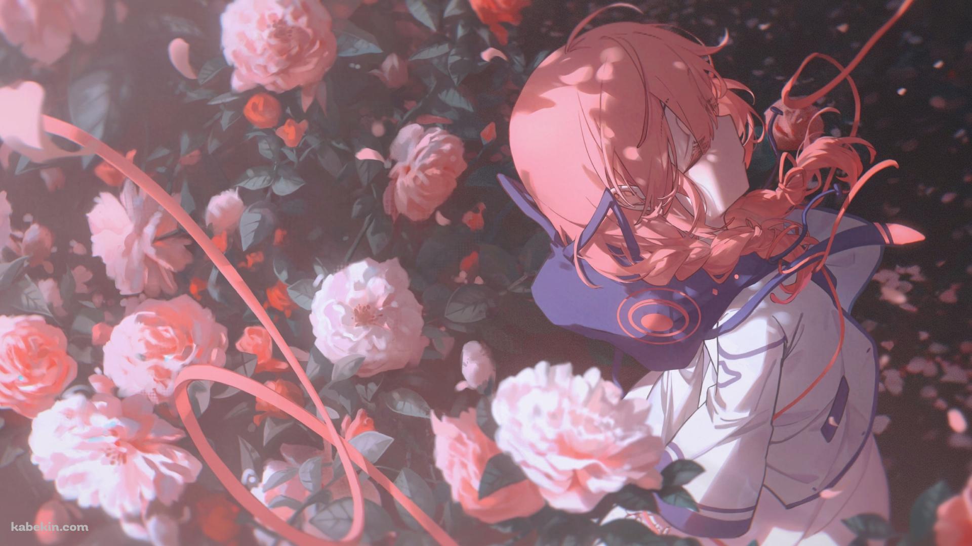 ピンクの薔薇と花譜 / 綺麗 / 神椿スタジオ / バーチャルYouTuberの壁紙(1920px x 1080px) 高画質 PC・デスクトップ用