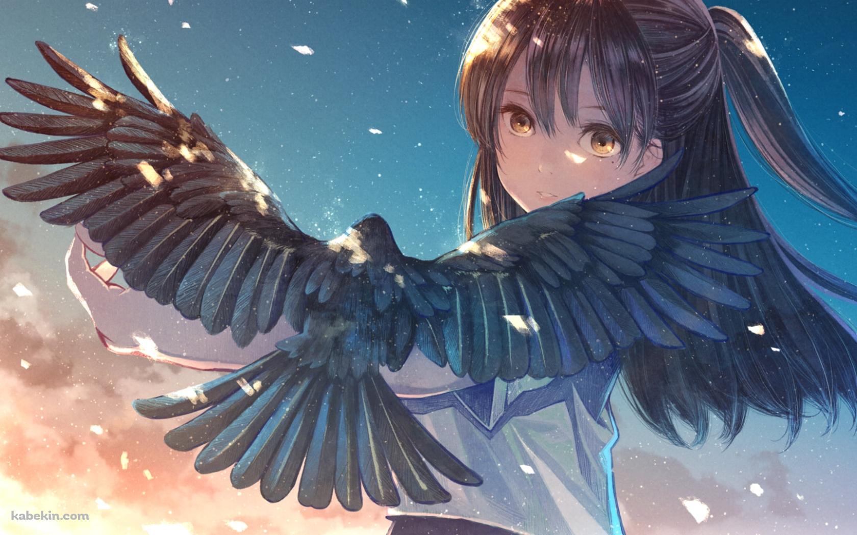 黒いカラスと制服姿の可愛い一行瑠璃（いちぎょうるり） / HELLO WORLDの壁紙(1680px x 1050px) 高画質 PC・デスクトップ用