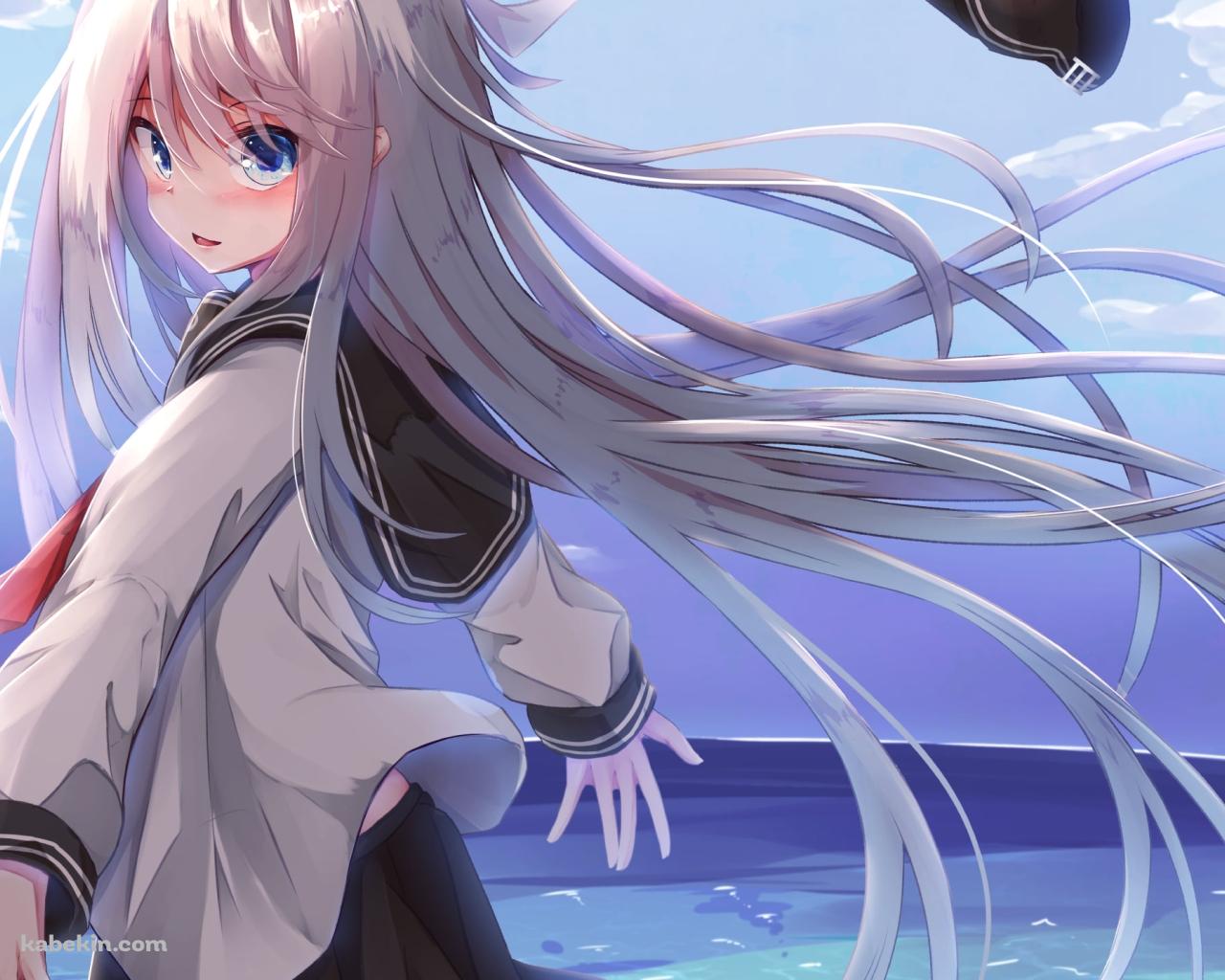 海に向かって両手を広げる響 / 艦隊これくしょん / 艦これの壁紙(1280px x 1024px) 高画質 PC・デスクトップ用