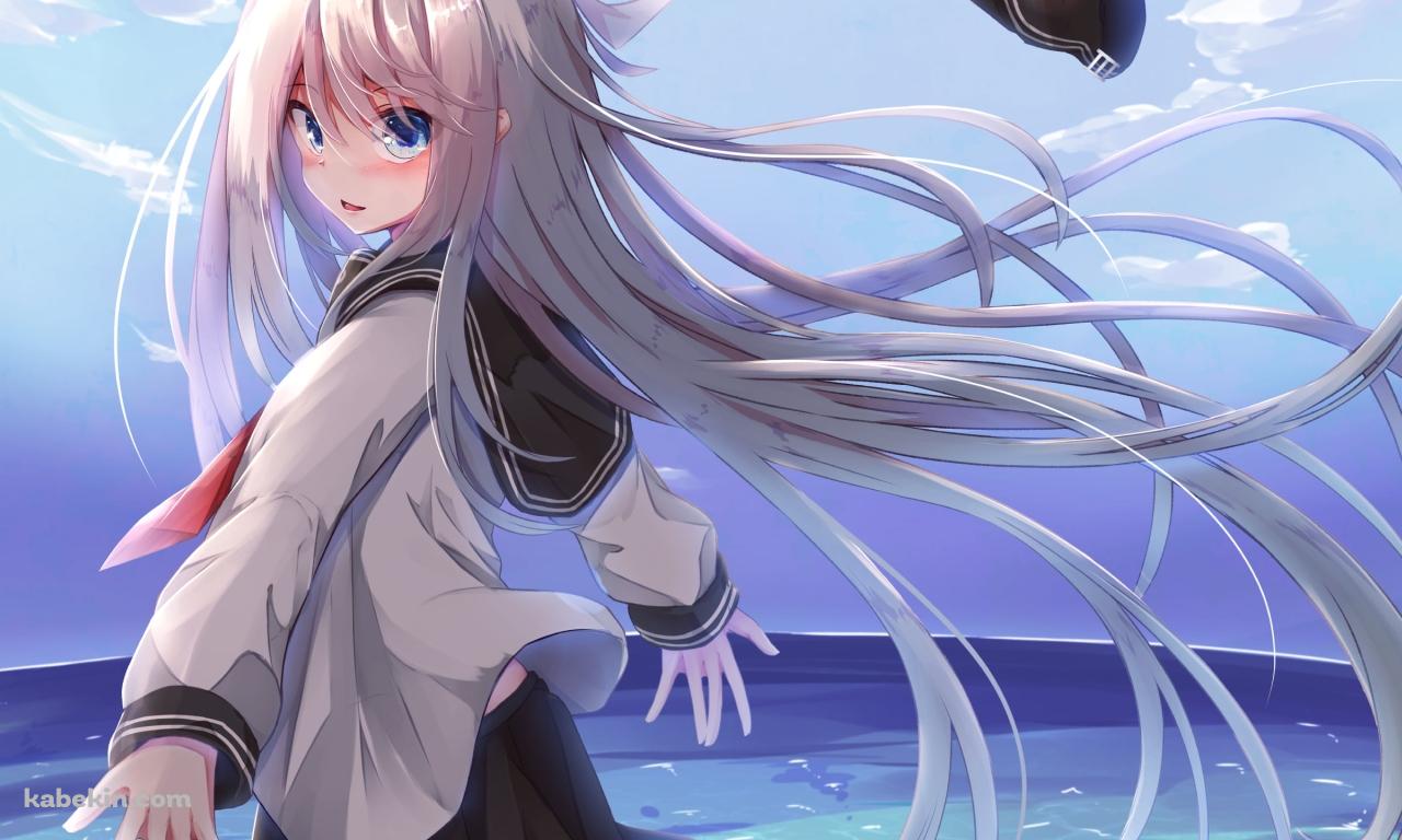 海に向かって両手を広げる響 / 艦隊これくしょん / 艦これの壁紙(1280px x 768px) 高画質 PC・デスクトップ用